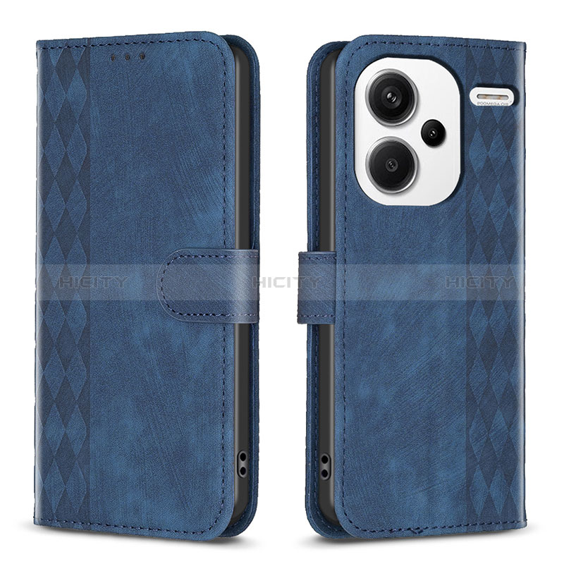 Custodia Portafoglio In Pelle Cover con Supporto B21F per Xiaomi Redmi Note 13 Pro+ Plus 5G Blu