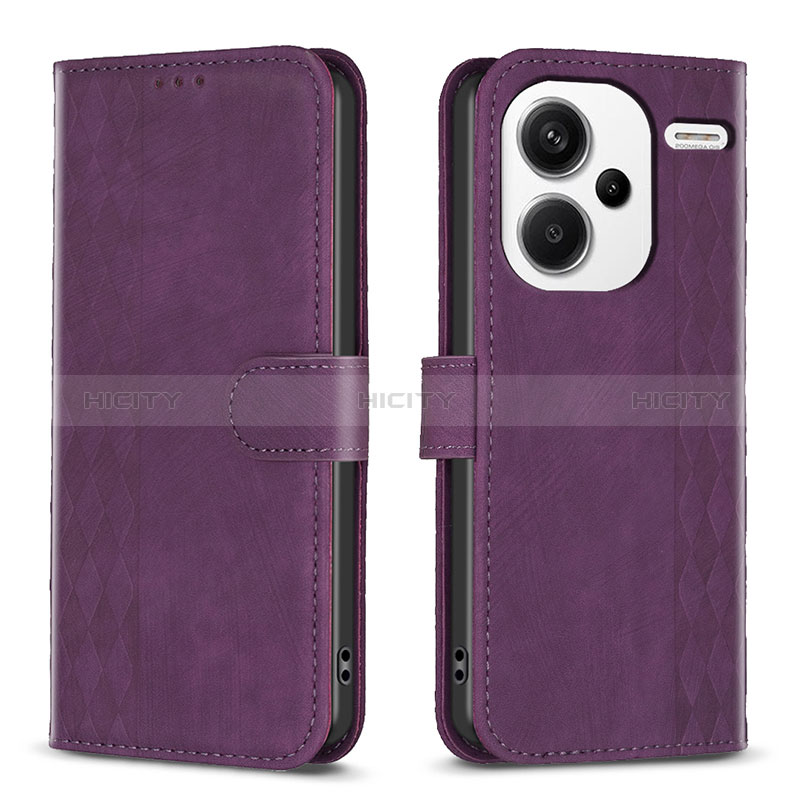 Custodia Portafoglio In Pelle Cover con Supporto B21F per Xiaomi Redmi Note 13 Pro+ Plus 5G Viola