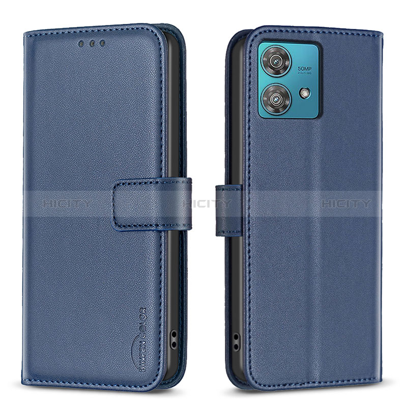 Custodia Portafoglio In Pelle Cover con Supporto B22F per Motorola Moto Edge 40 Neo 5G Blu