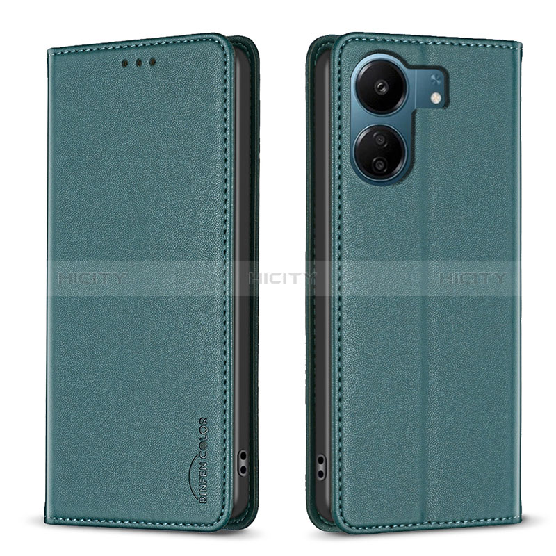 Custodia Portafoglio In Pelle Cover con Supporto B22F per Xiaomi Poco C65 Verde