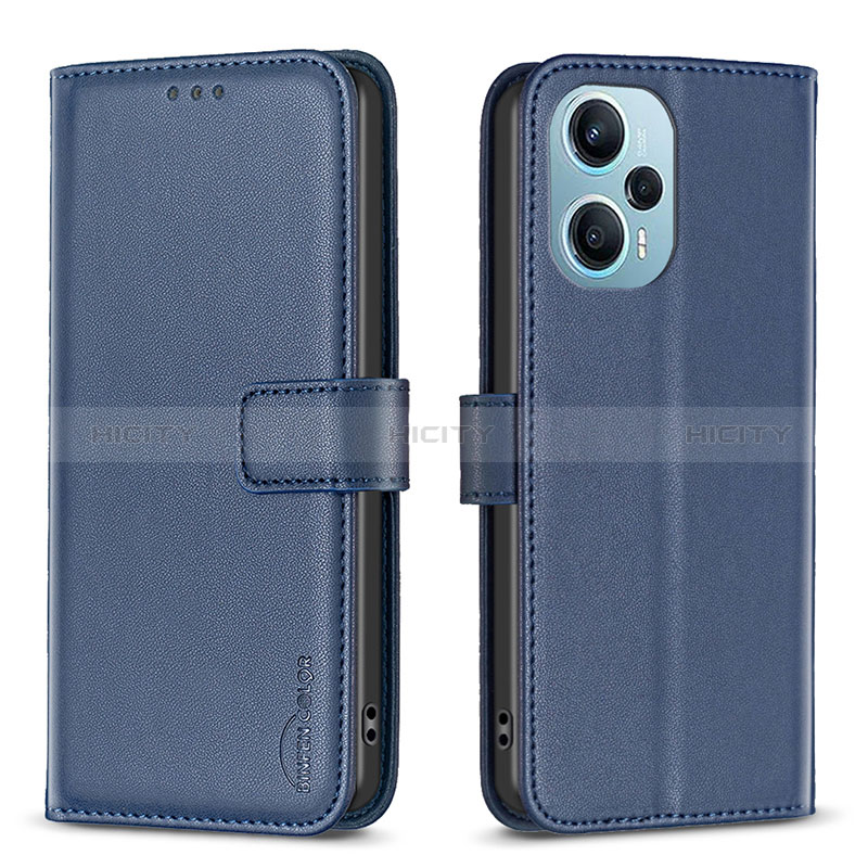 Custodia Portafoglio In Pelle Cover con Supporto B22F per Xiaomi Poco F5 5G Blu