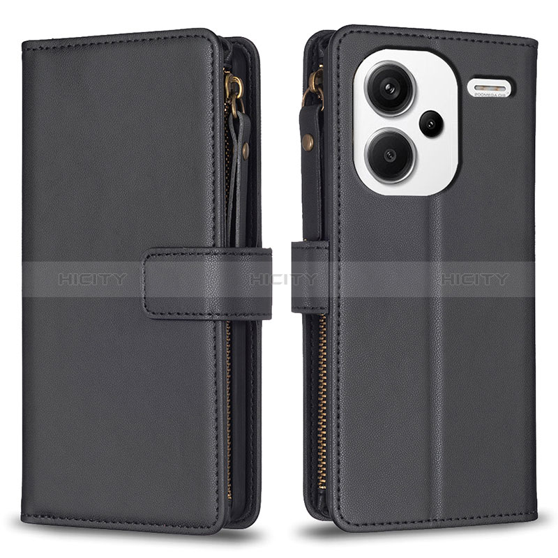 Custodia Portafoglio In Pelle Cover con Supporto B22F per Xiaomi Redmi Note 13 Pro+ Plus 5G Nero