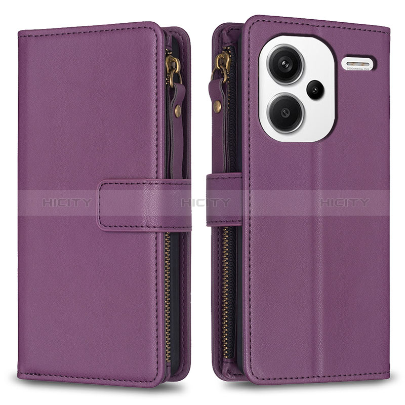 Custodia Portafoglio In Pelle Cover con Supporto B22F per Xiaomi Redmi Note 13 Pro+ Plus 5G Viola