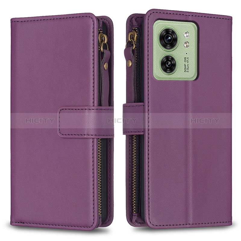 Custodia Portafoglio In Pelle Cover con Supporto B23F per Motorola Moto Edge 40 5G Viola