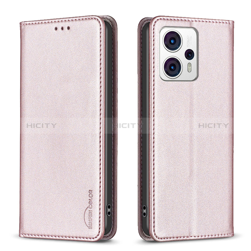 Custodia Portafoglio In Pelle Cover con Supporto B23F per Motorola Moto G13 Oro Rosa