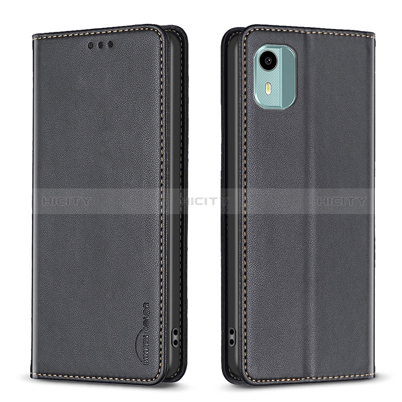 Custodia Portafoglio In Pelle Cover con Supporto B23F per Nokia C12 Nero