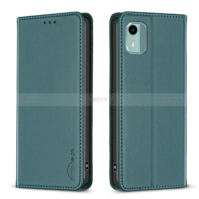 Custodia Portafoglio In Pelle Cover con Supporto B23F per Nokia C12 Plus Verde