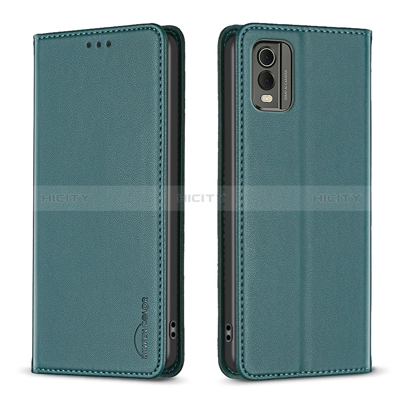 Custodia Portafoglio In Pelle Cover con Supporto B23F per Nokia C210 Verde