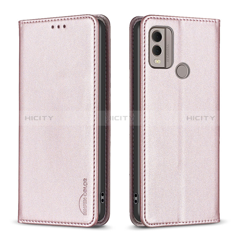 Custodia Portafoglio In Pelle Cover con Supporto B23F per Nokia C22 Oro Rosa