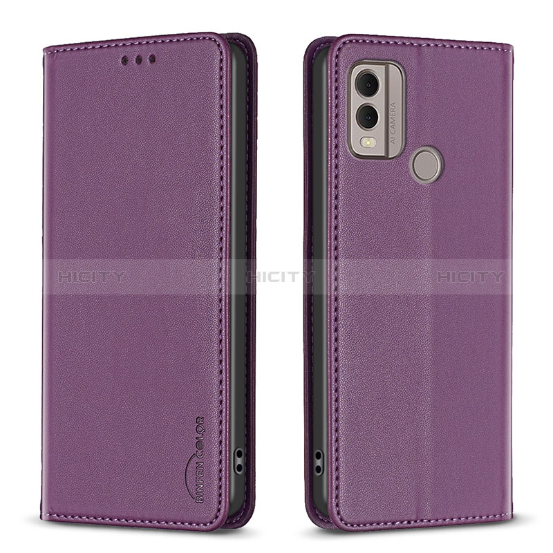 Custodia Portafoglio In Pelle Cover con Supporto B23F per Nokia C22 Viola