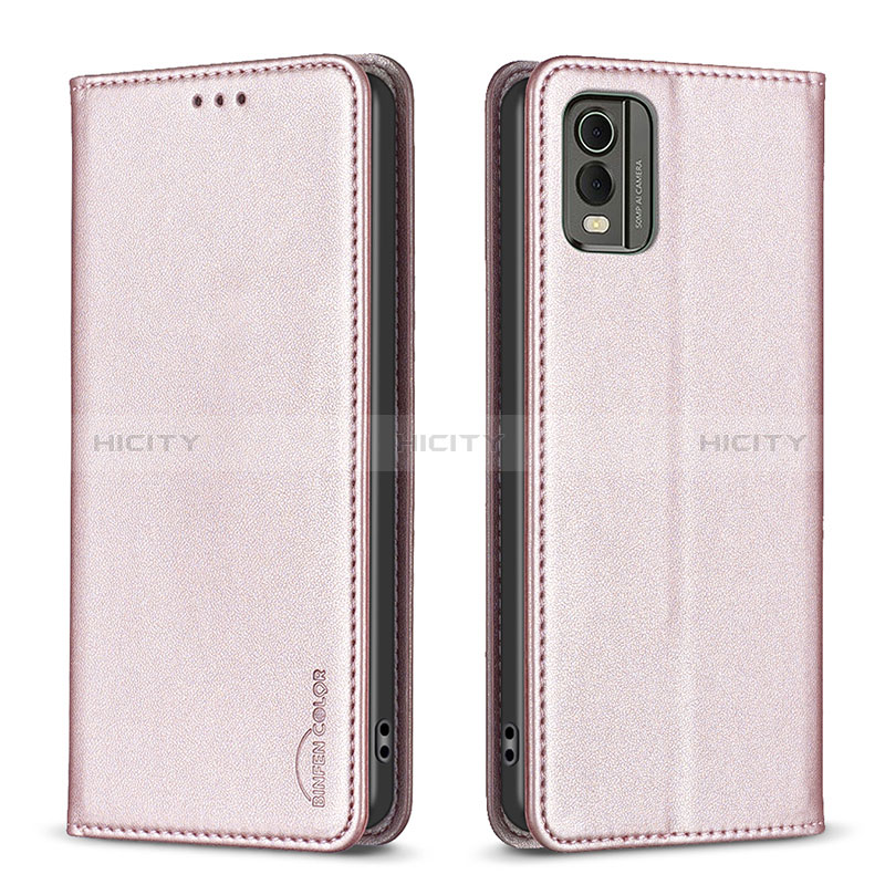 Custodia Portafoglio In Pelle Cover con Supporto B23F per Nokia C32 Oro Rosa