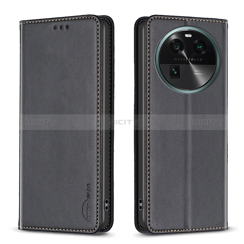 Custodia Portafoglio In Pelle Cover con Supporto B23F per Oppo Find X6 Pro 5G Nero