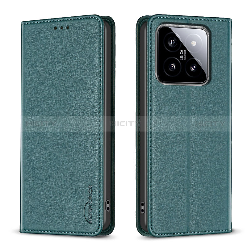 Custodia Portafoglio In Pelle Cover con Supporto B24F per Xiaomi Mi 14 5G Verde