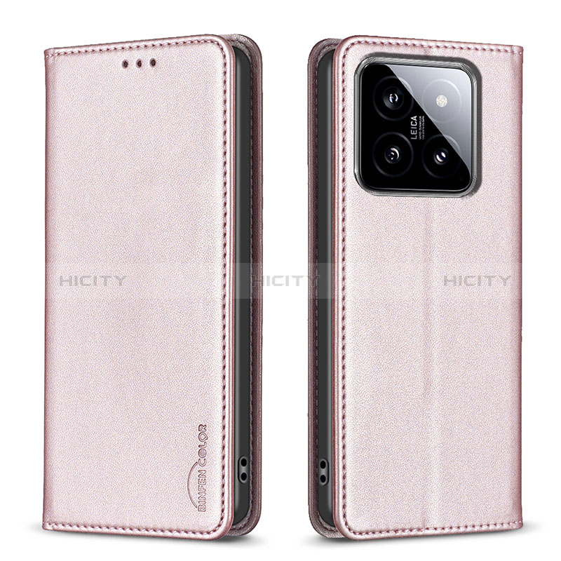 Custodia Portafoglio In Pelle Cover con Supporto B24F per Xiaomi Mi 14 Pro 5G Oro Rosa