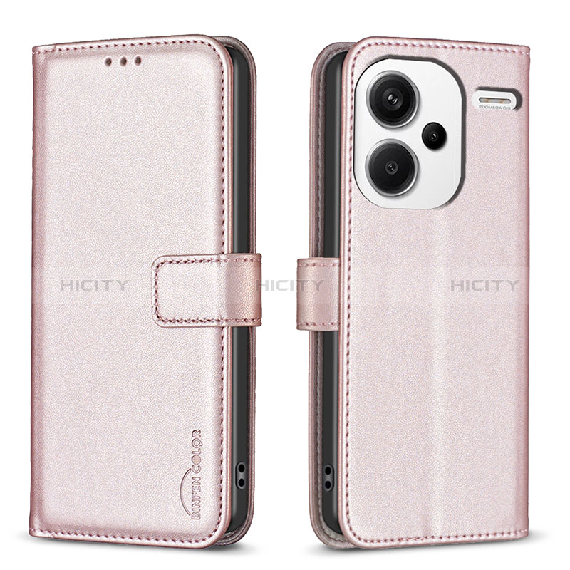 Custodia Portafoglio In Pelle Cover con Supporto B24F per Xiaomi Redmi Note 13 Pro+ Plus 5G Oro Rosa