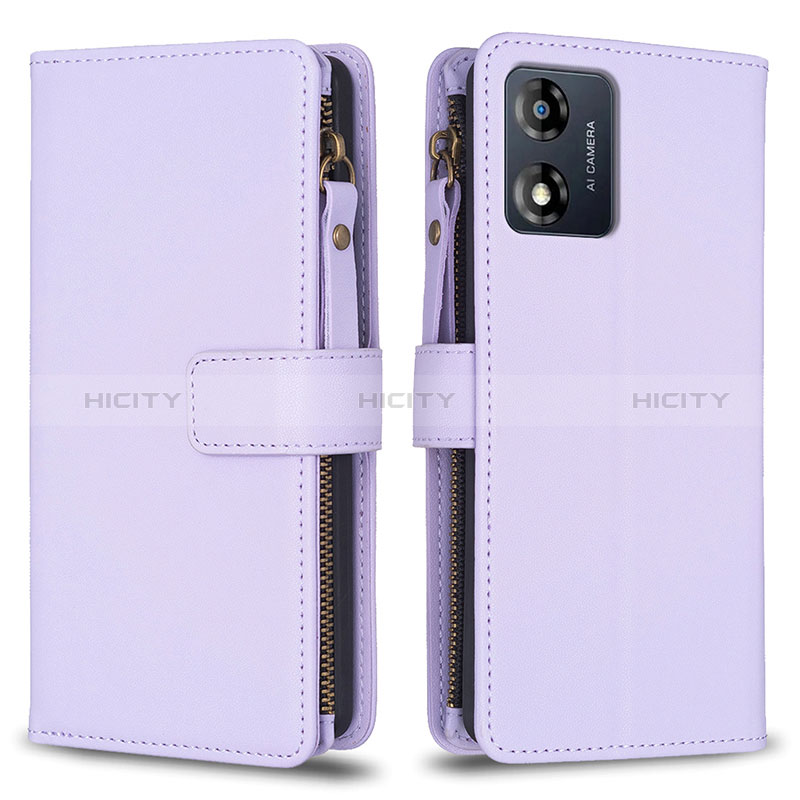 Custodia Portafoglio In Pelle Cover con Supporto B25F per Motorola Moto E13 Lavanda