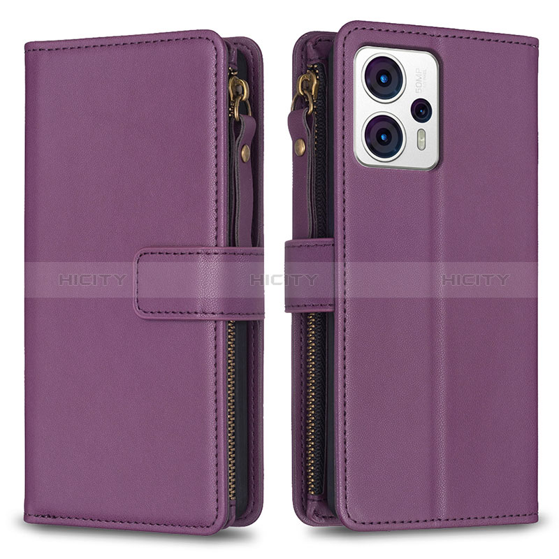 Custodia Portafoglio In Pelle Cover con Supporto B25F per Motorola Moto G23 Viola