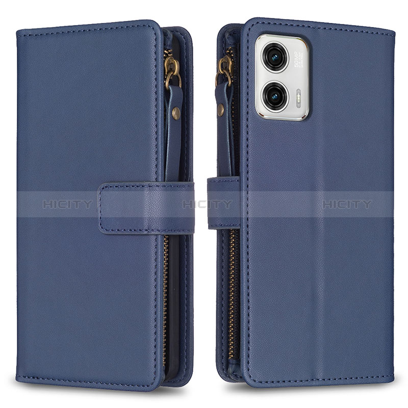 Custodia Portafoglio In Pelle Cover con Supporto B25F per Motorola Moto G73 5G Blu