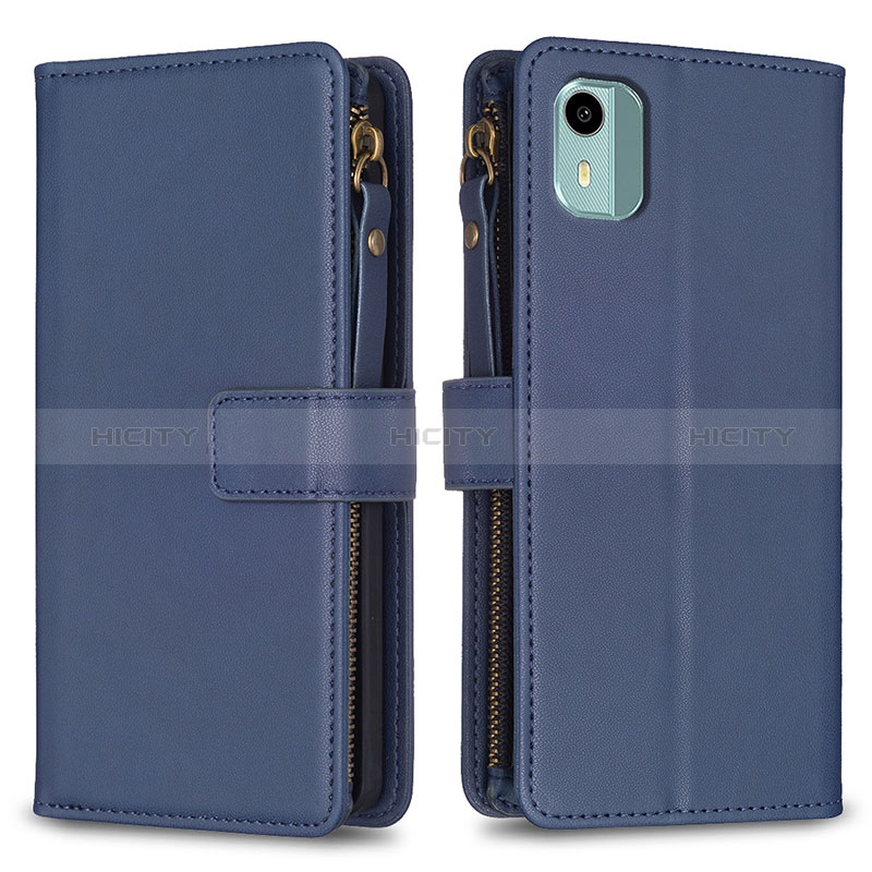 Custodia Portafoglio In Pelle Cover con Supporto B25F per Nokia C12 Pro Blu