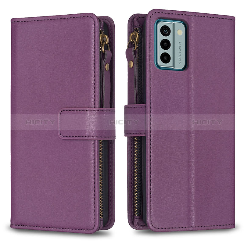 Custodia Portafoglio In Pelle Cover con Supporto B26F per Nokia G22 Viola