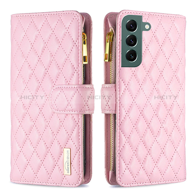 Custodia Portafoglio In Pelle Cover con Supporto BF1 per Samsung Galaxy S23 5G Oro Rosa