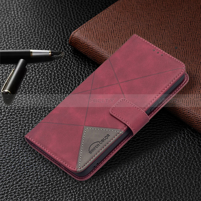 Custodia Portafoglio In Pelle Cover con Supporto BF2 per Xiaomi Redmi Note 10 Pro Max Rosso