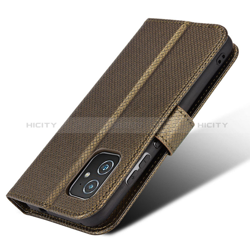 Custodia Portafoglio In Pelle Cover con Supporto BY1 per Asus ZenFone 8 Mini Marrone