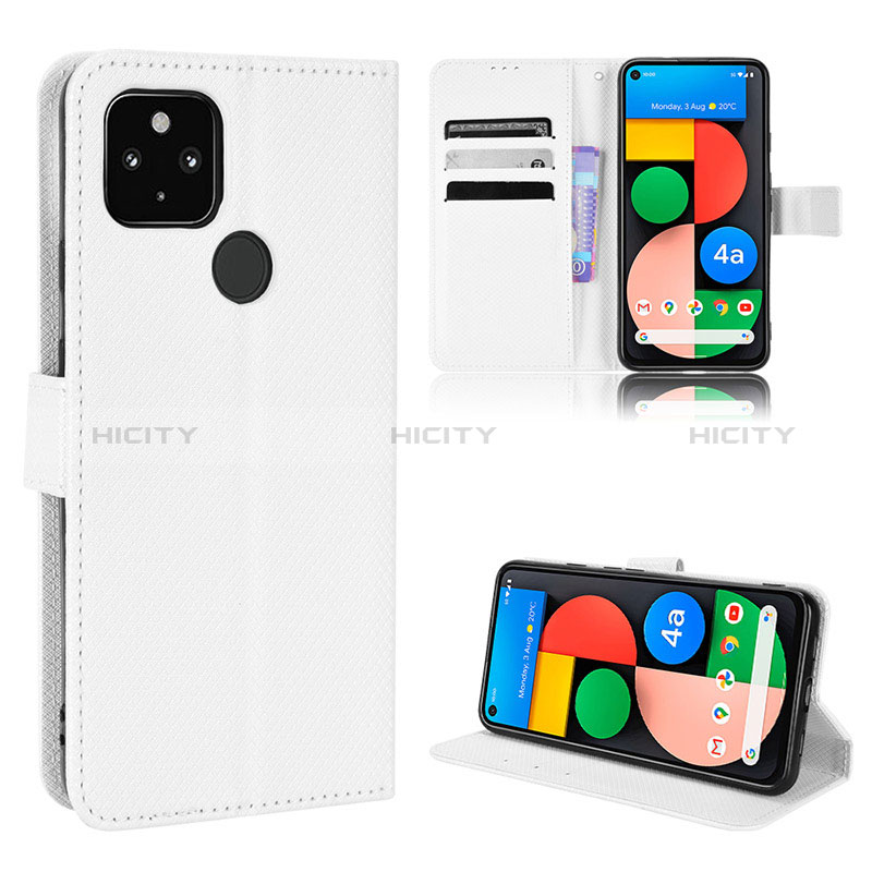 Custodia Portafoglio In Pelle Cover con Supporto BY1 per Google Pixel 5 XL 5G Bianco