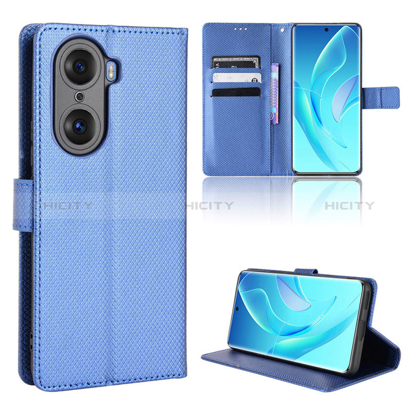 Custodia Portafoglio In Pelle Cover con Supporto BY1 per Huawei Honor 60 5G Blu