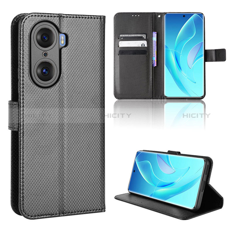 Custodia Portafoglio In Pelle Cover con Supporto BY1 per Huawei Honor 60 5G Nero