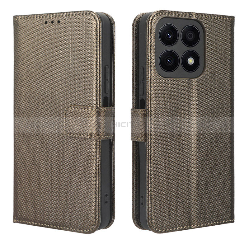 Custodia Portafoglio In Pelle Cover con Supporto BY1 per Huawei Honor X8a 4G Marrone