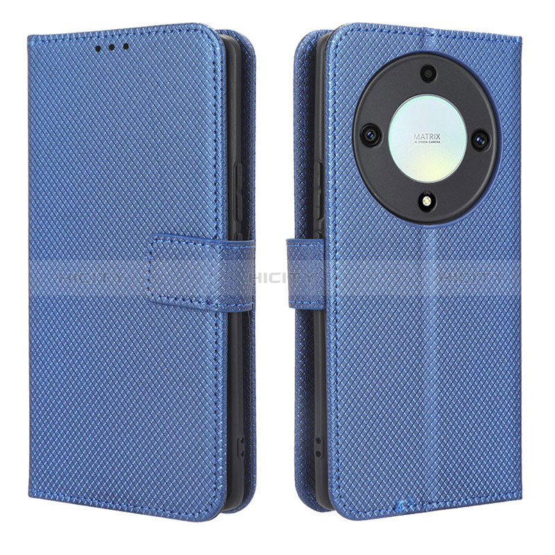 Custodia Portafoglio In Pelle Cover con Supporto BY1 per Huawei Honor X9a 5G Blu