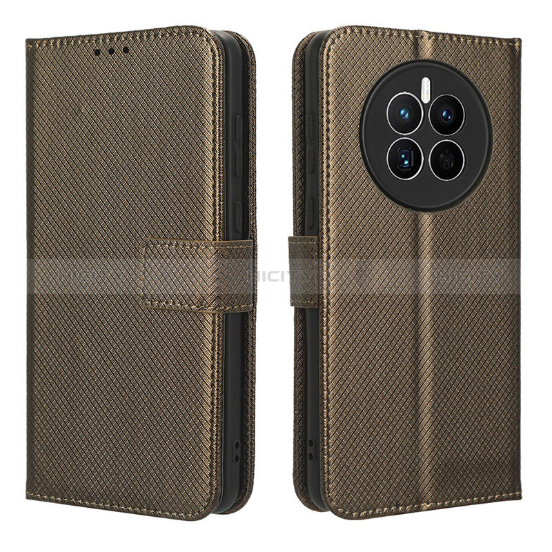 Custodia Portafoglio In Pelle Cover con Supporto BY1 per Huawei Mate 50 Marrone