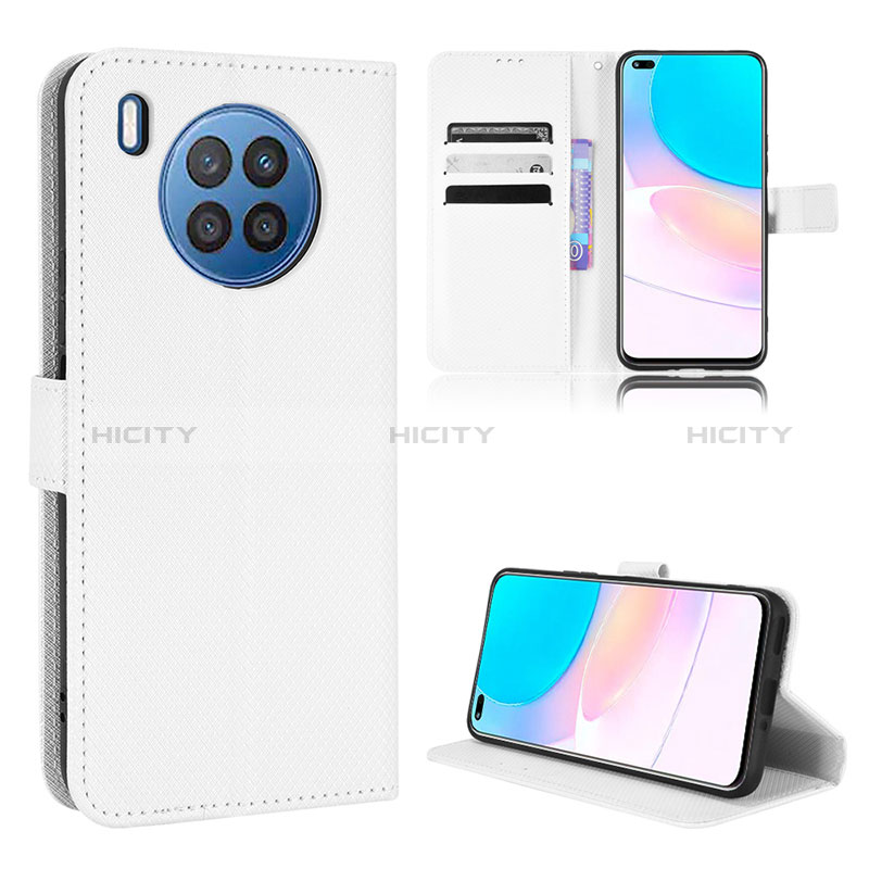 Custodia Portafoglio In Pelle Cover con Supporto BY1 per Huawei Nova 8i Bianco