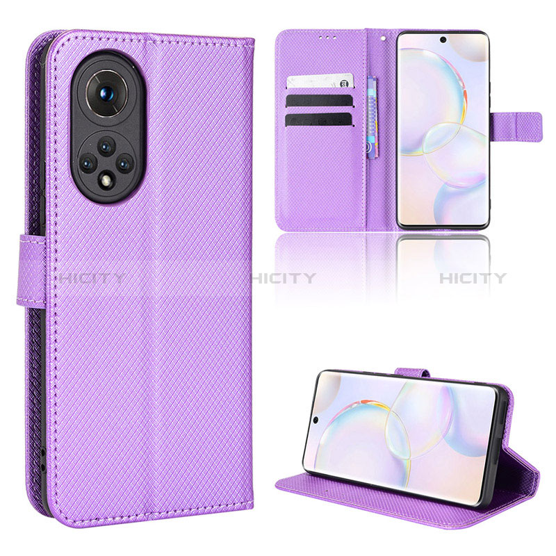 Custodia Portafoglio In Pelle Cover con Supporto BY1 per Huawei Nova 9 Viola