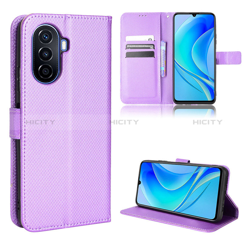 Custodia Portafoglio In Pelle Cover con Supporto BY1 per Huawei Nova Y70