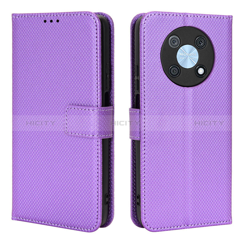 Custodia Portafoglio In Pelle Cover con Supporto BY1 per Huawei Nova Y90 Viola