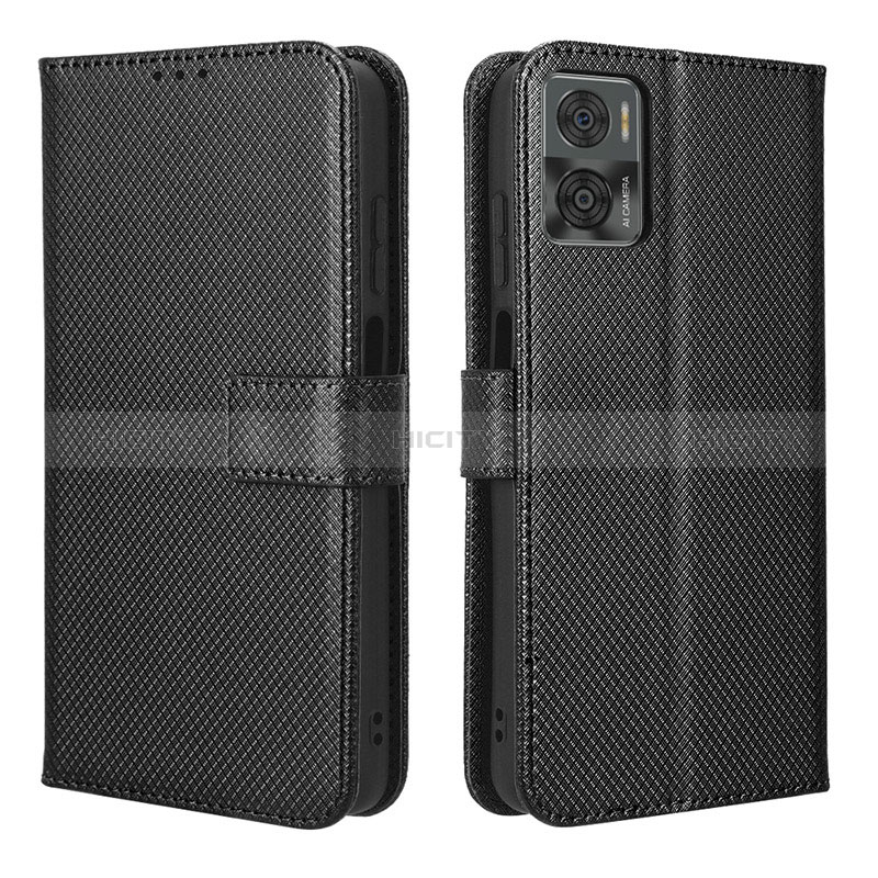 Custodia Portafoglio In Pelle Cover con Supporto BY1 per Motorola Moto E22 Nero