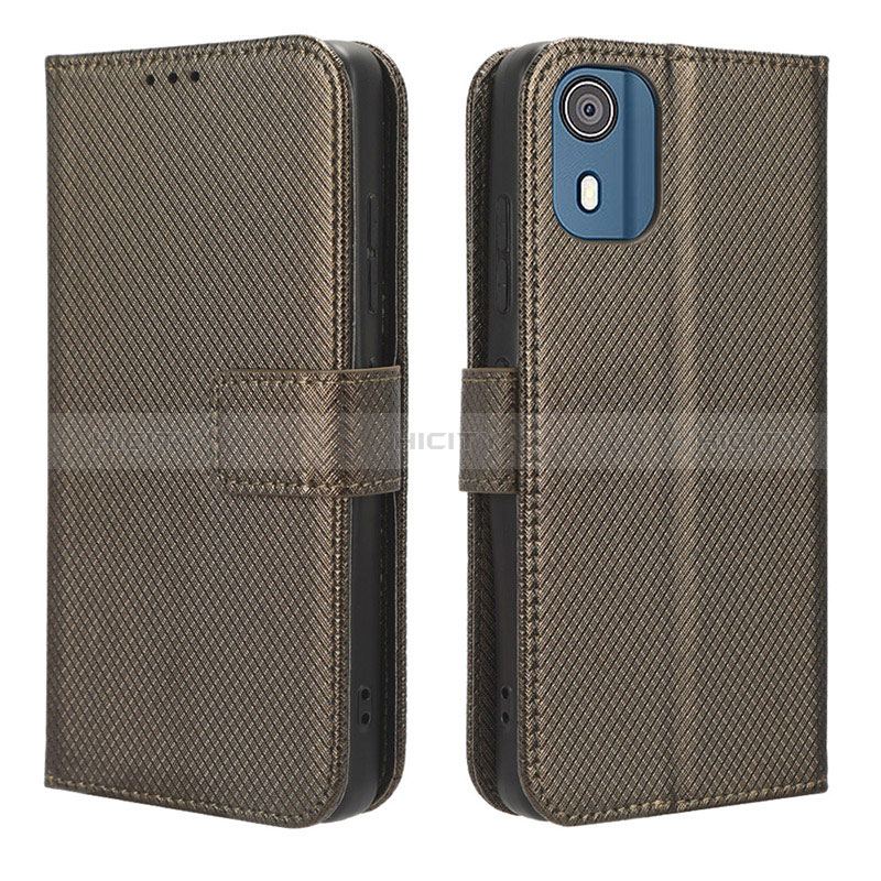 Custodia Portafoglio In Pelle Cover con Supporto BY1 per Nokia C02 Marrone