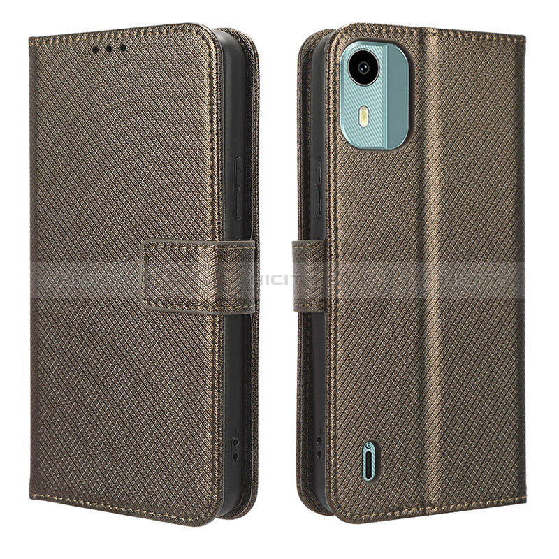 Custodia Portafoglio In Pelle Cover con Supporto BY1 per Nokia C12 Pro Marrone