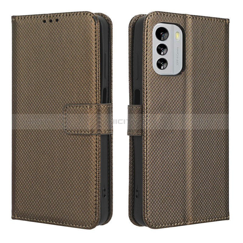 Custodia Portafoglio In Pelle Cover con Supporto BY1 per Nokia G60 5G Marrone