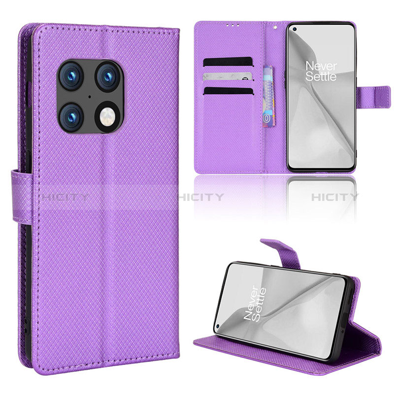 Custodia Portafoglio In Pelle Cover con Supporto BY1 per OnePlus 10 Pro 5G Viola