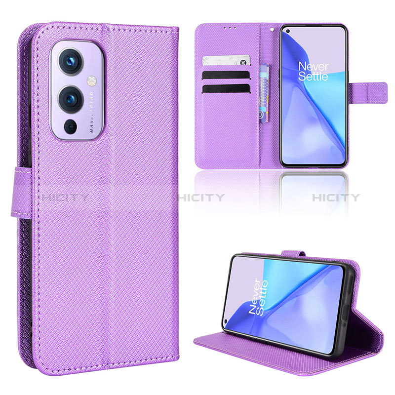 Custodia Portafoglio In Pelle Cover con Supporto BY1 per OnePlus 9 5G Viola