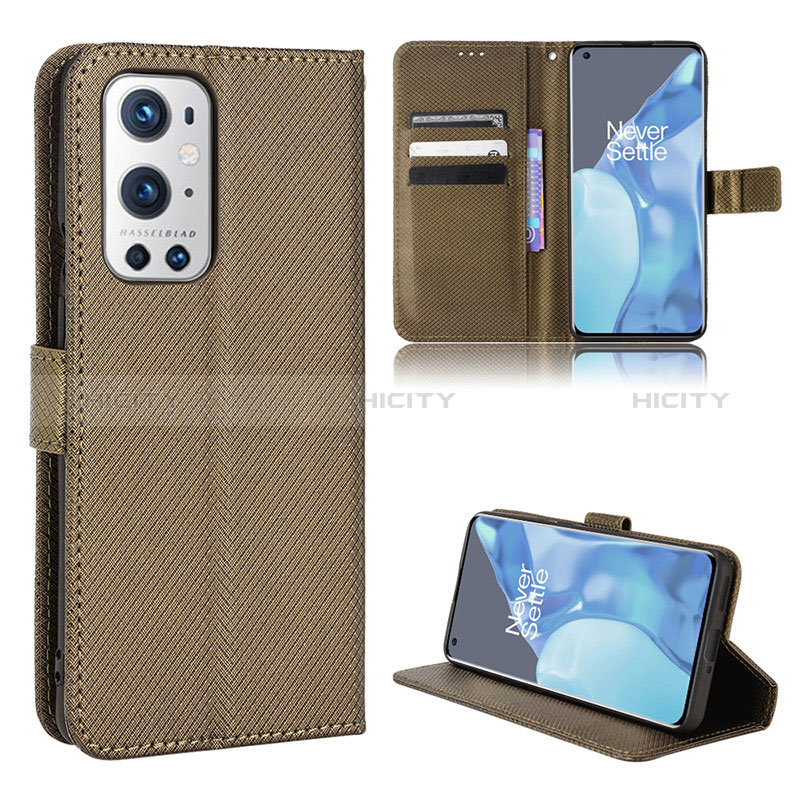 Custodia Portafoglio In Pelle Cover con Supporto BY1 per OnePlus 9 Pro 5G Marrone