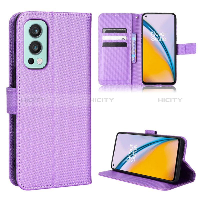 Custodia Portafoglio In Pelle Cover con Supporto BY1 per OnePlus Nord 2 5G Viola