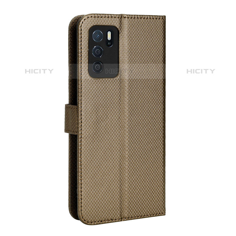 Custodia Portafoglio In Pelle Cover con Supporto BY1 per Oppo A16s Marrone