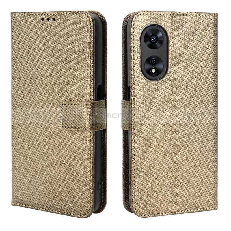 Custodia Portafoglio In Pelle Cover con Supporto BY1 per Oppo A1x 5G Marrone