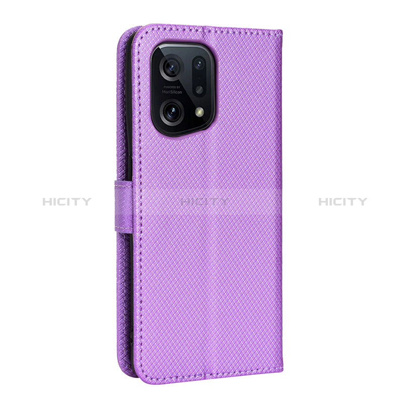 Custodia Portafoglio In Pelle Cover con Supporto BY1 per Oppo Find X5 5G Viola