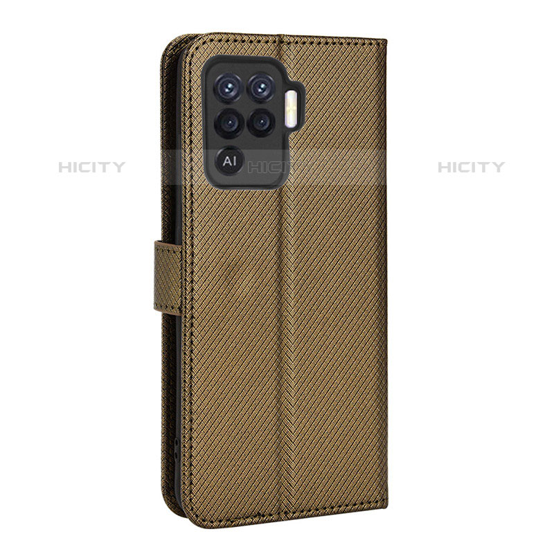 Custodia Portafoglio In Pelle Cover con Supporto BY1 per Oppo Reno5 F Marrone