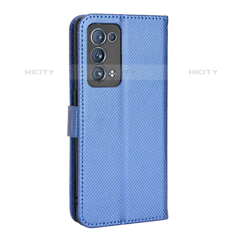 Custodia Portafoglio In Pelle Cover con Supporto BY1 per Oppo Reno6 Pro+ Plus 5G Blu